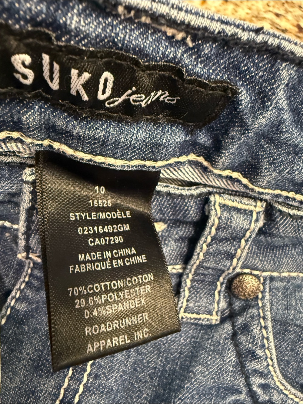Suko western floral embroidered denim jeans SZ 10 hemmed 27.5” inseam - Picture 8 of 16